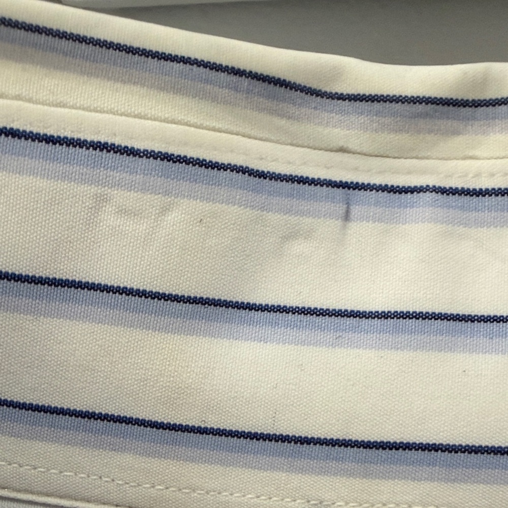 Vintage Burberry London Men’s White & Blue Pinstripe Button-Down | Made in USA - Picture 9 of 11